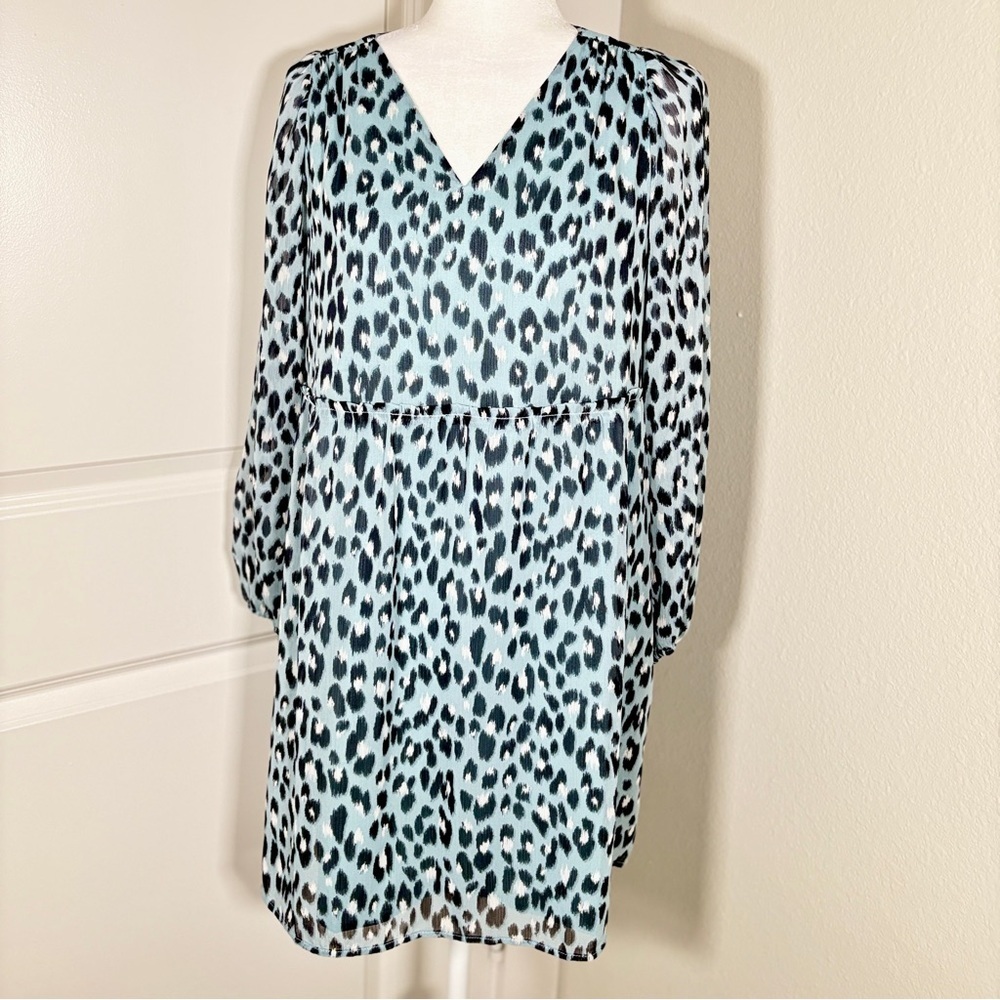 NWT LOFT Leopard Print Long Sleeve Dress Size Petite Small - Picture 2 of 6